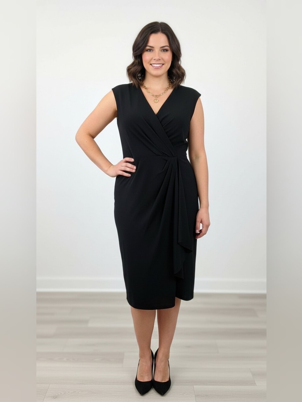 Michael Kors Classic Black Wrap-Style Women's Dress Size 10P